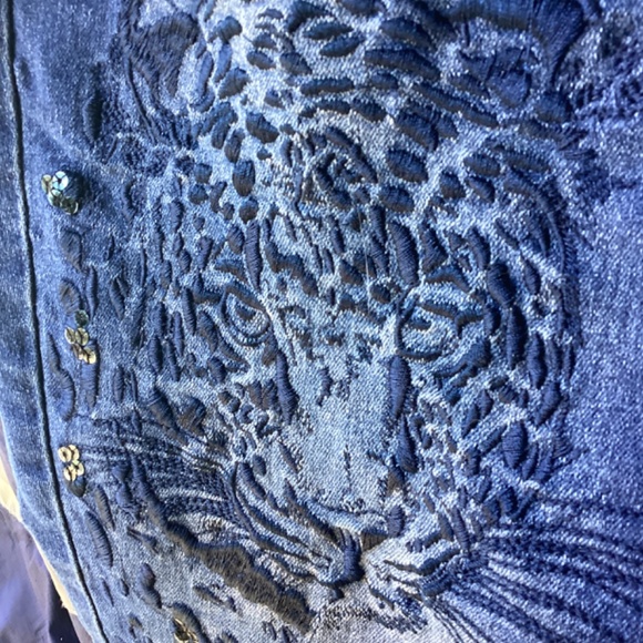 DG2 Sz 10P medium denim leopard embroidered jeans - Picture 2 of 5